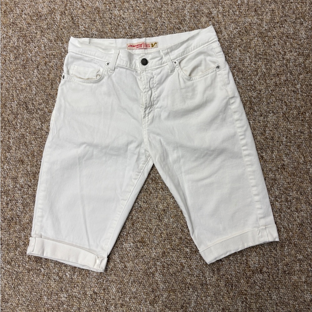 Vitamina Mid-rise Biker Denim Shorts